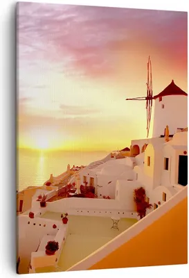 Produktbild von Bild auf Leinwand - Leinwandbild - Einteilig - Santorini Griechenland Urlaub - 50x70cm - Wand Bild - Wanddeko - Wandbilder - Leinwanddruck - Wanddekoration - Leinwand bilder - Wandbild - PA50x70-2691