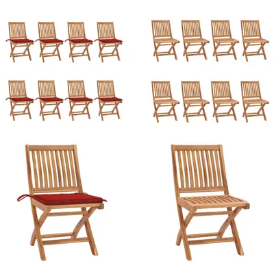 Produktbild von vidaXL Klappbare Gartenstühle mit Kissen 8 Stk. Massivholz Teak - Gartenstuhl - Gartenstühle - Holzstuhl - Holzstühle