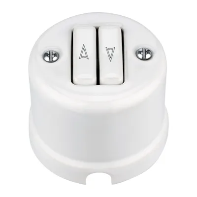 Image de Bouton-poussoir pour stores vénitiens I QR1 en porcelaine, blanc