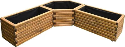 Produktbild von HolzGarden Pflanzkübel Set 3 Stück Holz Teak Imprägniert Wetterfest 2x 80x40x40 cm 1x 97x40x57 cm Garten Balkon