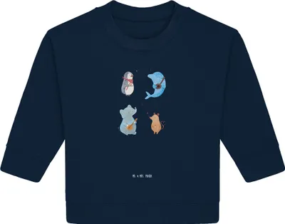 Produktbild von Mr. & Mrs. Panda Organic Baby Pullover Big Band 12. - 18. Monat - French Navy - Geschenk, Lustige Sprüche, Hund, Maus, Pinguin, Musik, Gitarre, Elefant, Bullover