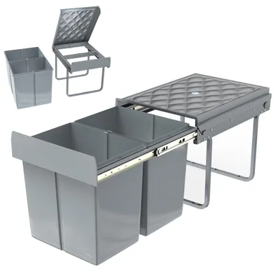 Produktbild von TANYEAR Einbaueimer 2 x 20 L Mülltrennung Unterschrank Auszug 48 x 34 x 42 cm