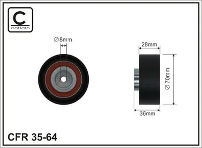 Produktbild von CAFFARO 35-64 Umlenkrolle Zahnriemen Ø70mm für AUDI 100 Limousine (4A2, C4) 100 Limousine (44, 44Q, C3) 100 Avant (44, 44Q, C3) 100 Avant (4A5, C4)