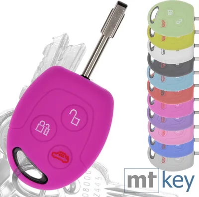 Produktbild von Auto Schlüssel Hülle Silikon Schutz Cover Pink kompatibel mit Ford Transit Mondeo Focus II Fiesta VI Fusion Galaxy S-MAX 3 Tasten Funk Fernbedienung