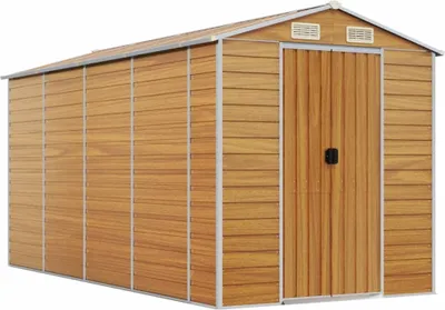 Image de Abri de jardin marron clair 191x385x198 cm acier galvanisé