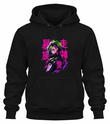 Produktbild von Bosozoku Anime Manga Cyberpunk Japanisch Japan Y2K Otaku Hoodie Kapuzenpullover, Schwarz, L