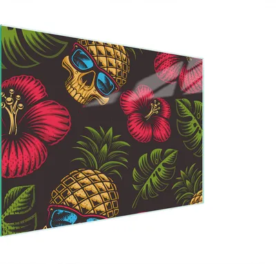 Produktbild von Schneidebrett Herdabdeckplatte Multiglasschneidplatte 30x22 cm Schädel Blume