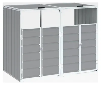 Produktbild von Mülltonnenbox für 2 Tonnen Grau 144x81x113 cm Stahl, 2er Set