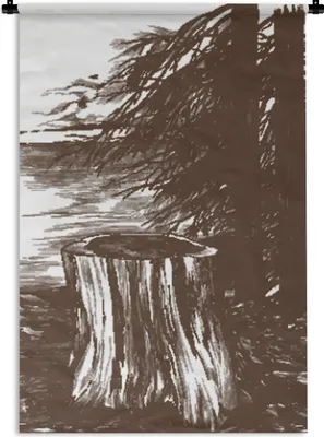 Produktbild von MuchoWow® Wandteppich Wandbehang Baum - Meer - Illustration 60x90 cm Tapisserie Dekoration Wandtuch - Foto-Teppich - Abwaschbar