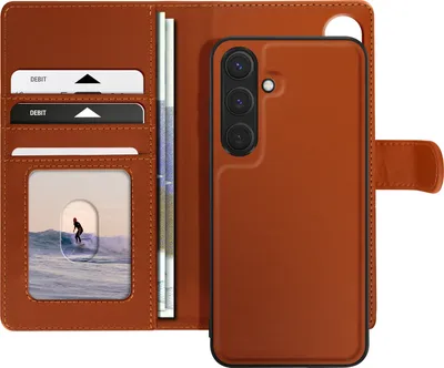 Image de Mayaxess, housse pour Samsung Galaxy S24 avec coque amovible, marron