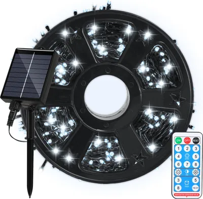 Obrázek produktu pro Bettizia LED solární pohádková světla 50M 500LEDs vodotěsné a s 8 režimy pro venkovní vnitřní zahradní párty a vánoční dekorace venkovní osvětlení dekorace, studená bílá