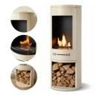 Immagine prodotto di Sureflame Barilo camino a bioetanolo, colore crema, 115,5 × 45 × 45 cm, indipendente, bruciatore da 1,5 L