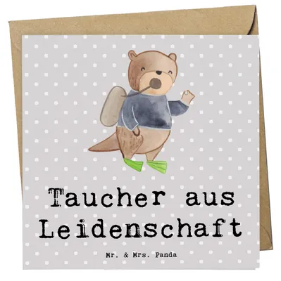 Produktbild von Mr. & Mrs. Panda Grußkarte Taucher Leidenschaft - Grau Pastell - Geschenk, Glückwunschkarte, anlasskarte, doppelkarte, faltkarte, Klappkarte