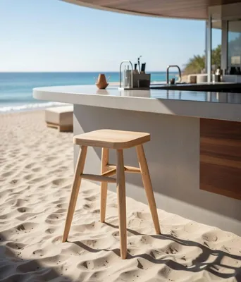 Immagine prodotto di Elegante sgabello in legno  –  Design moderno con 4 gambe robuste