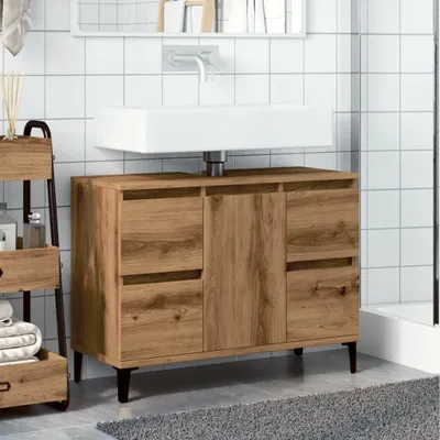Produktbild von "2026 Aktion"Waschbeckenunterschrank Modernes Design - Badezimmerschrank Badmöbel - Artisan-Eiche 80x33x60 cm Holzwerkstoff DEMöbel 9926177