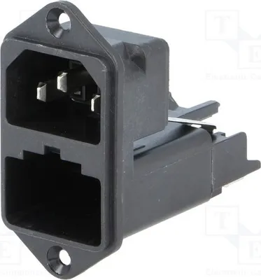Productafbeelding van 1x Connector: voor AC-stroomtoevoer, 10A, artikelnummer 4303.0001, mannelijke connector