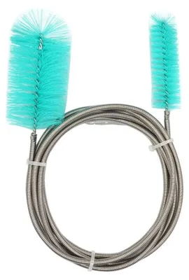 Produktbild von Abflussbürste mit doppelten Enden - Flexible Rohrbürste - Reinigungsbürste - Nylonborsten - Geeignet für U-förmige Rohre - Edelstahl