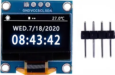 Produktbild von 0.96" OLED Display Weiss I2C SSD1306 128x64 Pixel für Arduino & Raspberry Pi