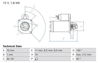 Produktbild von BOSCH 0 986 026 530 Starter Anlasser 1,6kW für BMW X1 (F48) 12V