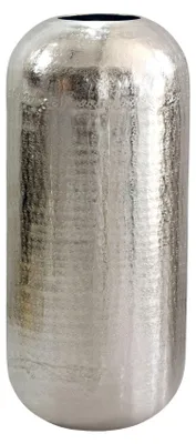 Bodenvase Aluminium 45 cm Silber in Gesamtansicht mit glänzender, silberner Oberfläche und abgerundeter Kappenform.