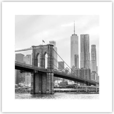 Produktbild von Poster - Poster ohne Rahmen - Brücke Brooklyn schwarz und weiß - 30x30 cm - Wand Bild - Wanddeko - Wandbilder - Kunstposter - Wandposter - Bilder - Kunstdruck - Wandbild - P2XAC30x30-4245
