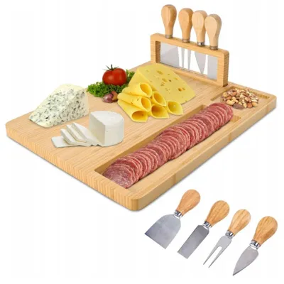 Produktbild von Gockowiak Servierbrett Bambus mit Besteck für Brot, Käse