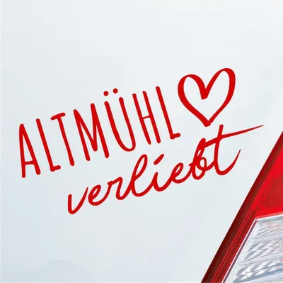Produktbild von Auto Aufkleber Altmühl verliebt Herz Fluss Wasser Water Liebe Car 19x9 cm Rot Sticker Heckscheibenaufkleber