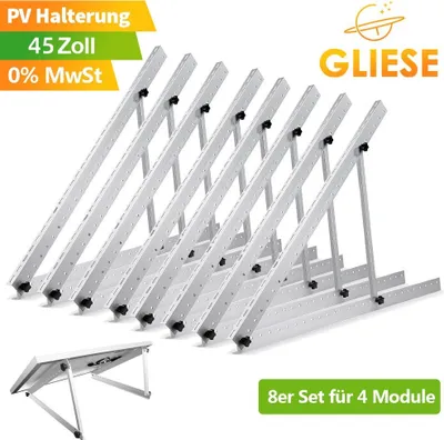 Produktbild von 8PCS PV Halterung 114cm Solarpanel Solarmodul 0°-90° Aufständerung Photovoltaik