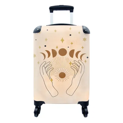 Produktbild von MuchoWow® Koffer Handgepäck Trolley Rollkoffer Kleine Reisekoffer mit 4 Rollen - Bohemian - Sterne - Mond - Spiritualität - Abstrakt - Cabin Size < 55x40x23 cm & 55x40x20 cm - Fotokoffer - Kabinenkoffer - Boardgepäck - Reise-Box - Reisekoffer - Reisegepäck - Koffer mit Bild - Trolley für Kinder