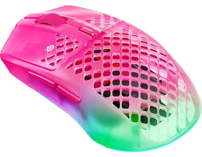 Produktbild von Steelseries Aerox 3 Wireless Gen 2, rechts, Optisch, RF Wireless + Bluetooth, 26000 DPI, 0,25 ms, Transparent, Magenta