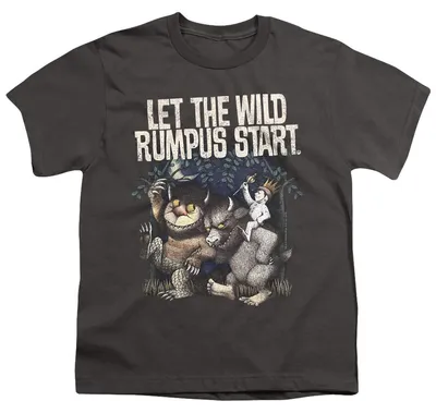 Productafbeelding van "Waar de wilde dingen zijn" - T-shirt met de tekst "Laat het wilde feest beginnen" voor kinderen, model TV38582 (maat 152-158), kleur: antraciet