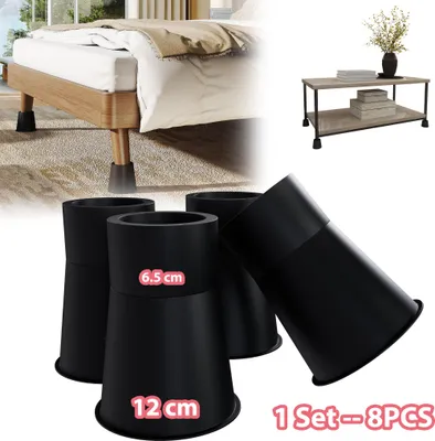 Produktbild von LARS360 Möbelriser 8 Stück – Höhenverstellbare Möbelklötze 4×10 cm & 4×4,5 cm – Möbelbeinerhöhung für Bett Sofa Tisch Kommode – stapelbar, rutschfest, ideal für Staubsaugerroboter & Senioren