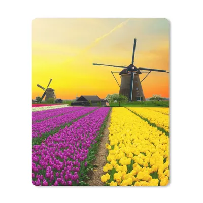 Produktbild von MuchoWow® Mauspad Mousepad Windmühle - Tulpen - Blumen - Frühling 30x40 cm - Mousepads - Maus Mat - Pad - Mausunterlage - Mausmatten