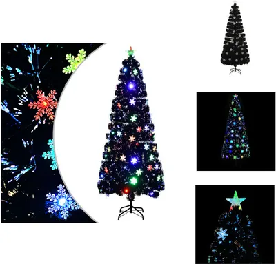 Produktbild von vidaXL Weihnachtsbaum mit LED-Schneeflocken Schwarz 240 cm Fiberoptik -  Weihnachtsbäume