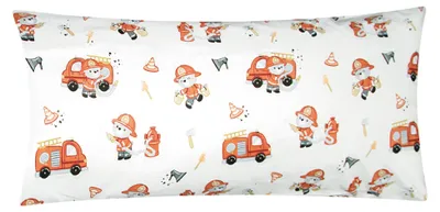 Produktbild von 1 x Kissenbezug in 40x80 cm Renforcé 100% Baumwolle - Feuerwehr - Kopfkissen-Bezug, Kissenhülle, Dekokissenbezug Kinder (1-Stück KY-Feuerwehrmann 40x80)