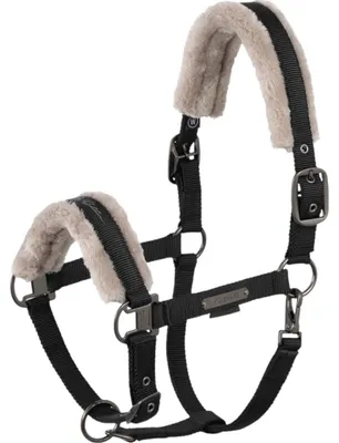 Produktbild von Eskadron Platinum Halfter " DOUBLE PIN FAUX FUR " , Stallhalfter Größe - Warmblut Farbe - black