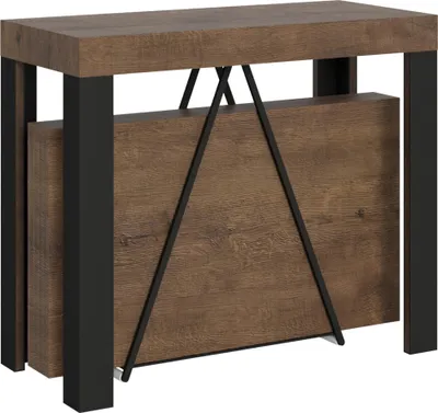 Image de ITYHOME - Console extensible 90x40/300 cm Tarax noyer cadre anthracite
