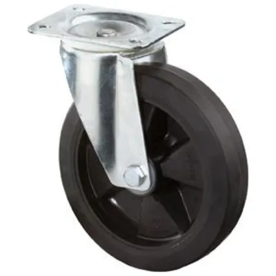Image de BS Roulettes Roulette pivotante B60 diamètre 100mm capacité de charge 140kg pneu plein élastique plaque 104x80mm - L400.B60.100