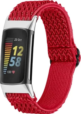 Productafbeelding van imoshion Elastisch nylon bandje voor de Fitbit Charge 5 - Rood