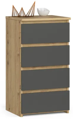 Produktbild von Kommode mit 4 Schubladen Kommode Organizer Kommode mit Schubladen 40 cm breit 74 cm hoch | Artisan Eiche-grau Highboard Sideboard Schrank schmal