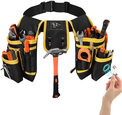 Image de Ceinture porte-outils magnétique, pochette à 26 emplacements, étui en cuir magnétique, ceinture réglable, pour artisans et techniciens