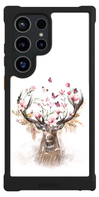 Produktbild von NIVOCASE Hülle für Samsung Galaxy S24 Ultra  Stoßfeste Handyhülle NIVOmax Case Schwarz Blumen Hirsch Tiere