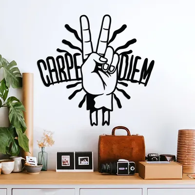 Productafbeelding van Wallity, Carpe Diem 2, decoratief wandaccessoire van metaal, zwart, 100% metaal, 56 x 54 cm