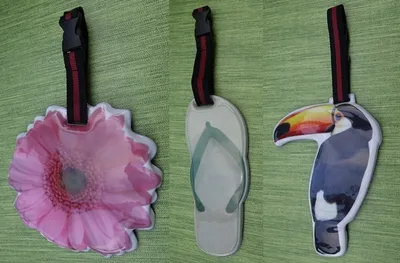 Produktbild von GKA 2 Stück großer XL Kofferanhänger Gepäckanhänger Kofferschild Blume Vogel Schuh mit Clipverschluß