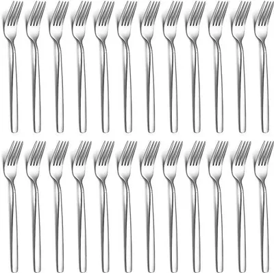 Produktbild von Ibenzoa® 24‑teiliges Tafelgabel-Set aus rostfreiem, lebensmittelechtem Edelstahl – ergonomisch, hochglanzpoliert, spülmaschinenfest