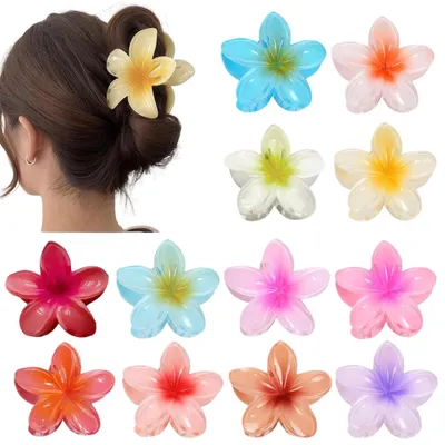 Produktbild von Haarclips Haarspangen für die Haare Hawaii-Blumen Bunt 12 Stück 8,5 cm