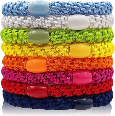 Obrázek produktu pro 8 balení elastických gumiček do vlasů pro dívky, dámy, vícebarevné - Pro husté a kudrnaté vlasy