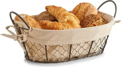Zdjęcie produktu dla Kosz do serwowania Zeller, metal/tekstylny, 30x21x11 cm, kremowy