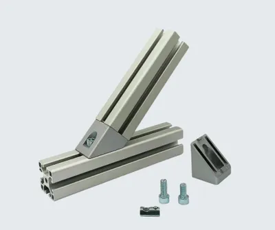 Produktbild von 45° Winkelverbinder für 30x30 Nut 8 für Aluprofil- Inkl. Befestigungsset