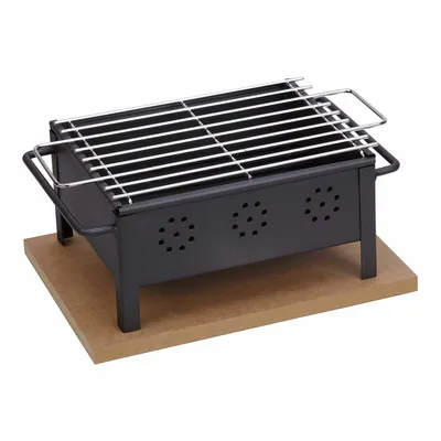 Zdjęcie produktu dla Grill stołowy z rusztem ze stali nierdzewnej 25x20 cm. Czarny